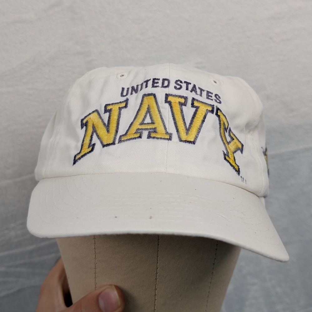 VTG Starter Hat Men OS White United States Navy Military Snapback Streetwear 90s